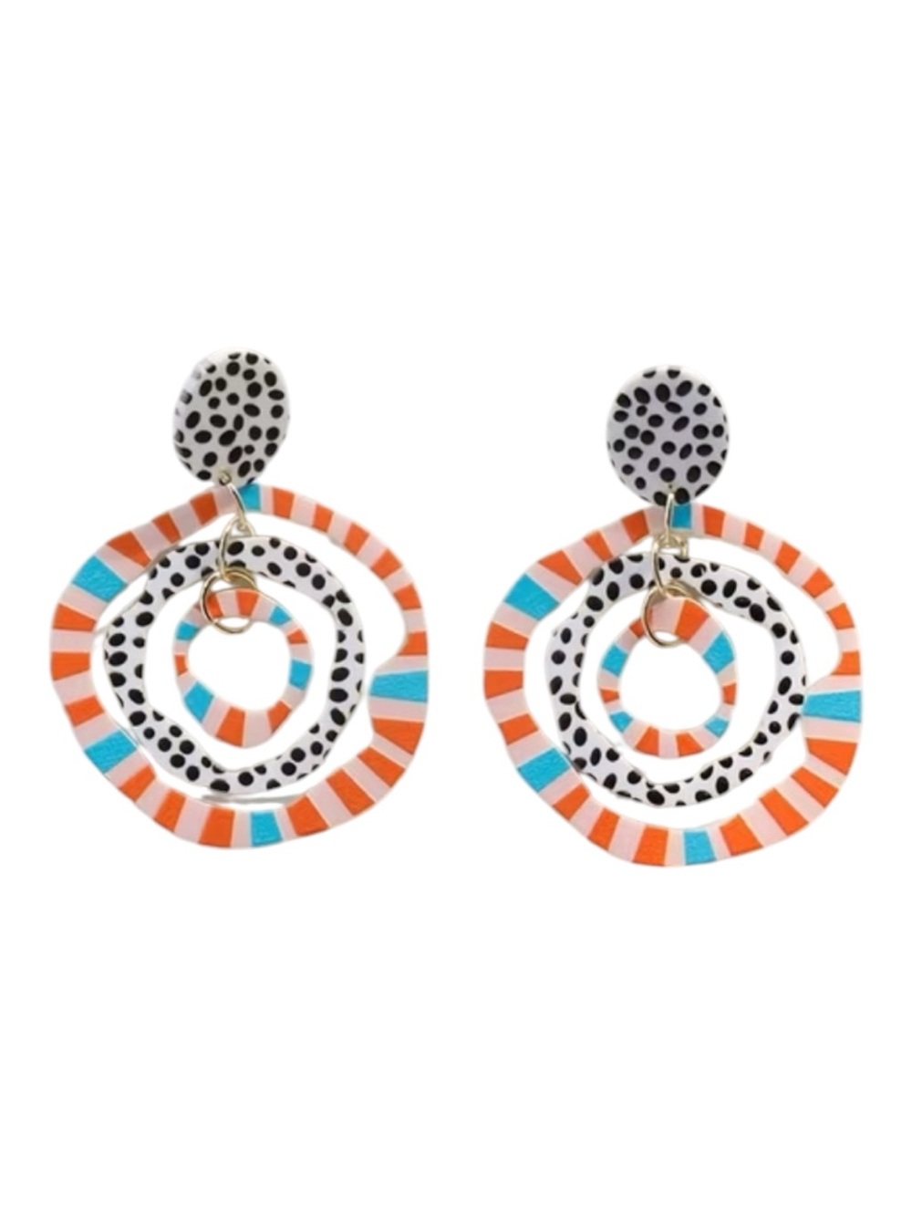 Colorful Striped & Spotted Hoop Drop Earrings